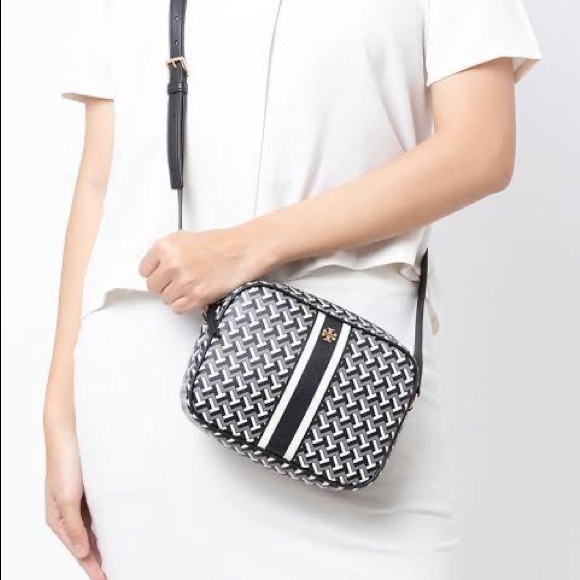 TORY BURCH T Zag Crossbody Bag Gray Black White - Picture 4 of 6